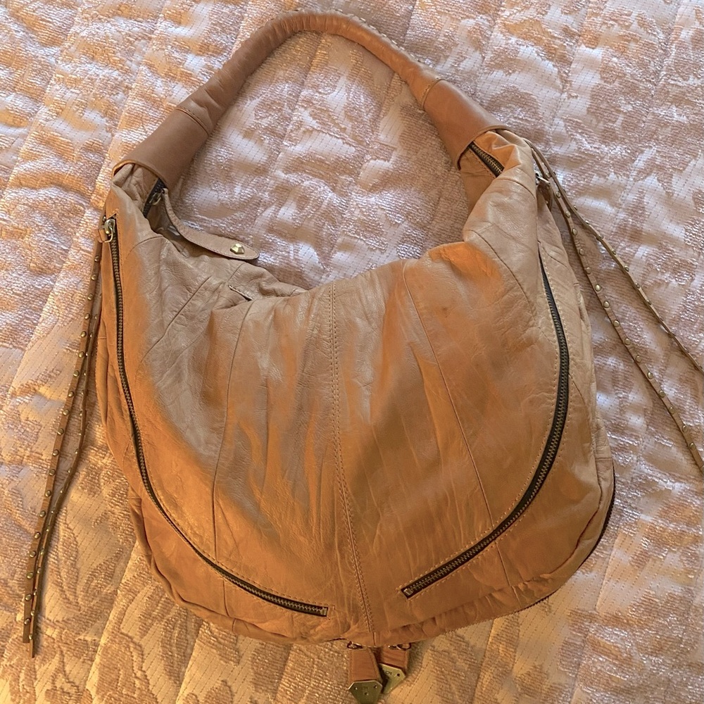 ORYANY Jasmine Multi-Zipper Leather Hobo Bag.